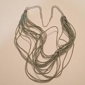 #1028. Gray Glass Seed Bead Multi Strand Necklace